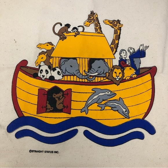 VINTAGE Noah’s Ark Bag Weekend Canvas straight status 0960 Christian book tote - Picture 2 of 10